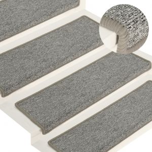 VidaXL Tapis d'escalier 15 pcs 65x25 cm Blanc et gris