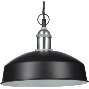 Relaxdays Lampe à suspension en fer avec chaine luminaire de plafond design moderne HxlxP: 142 x 31 x 31 cm, noir