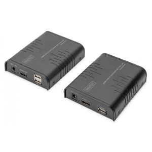 Digitus HDMI KVM IP Extender Set - 1x &eacute;metteur, 1x r&eacute;cepteur - FullHD 1080p/60Hz - Point &agrave; multipoint - HDMI 1.3 HDCP 1.4 - Plug & Play