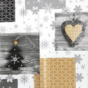 Toile cirée au mètre - Largeur 140 cm - Cœurs et sapins