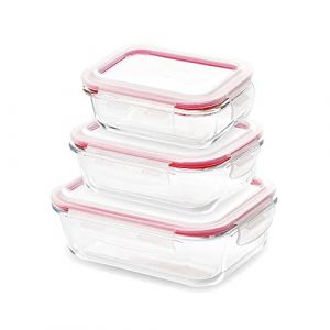 Bergner Walking Anywhere Lot de 3 boîtes rectangulaires en Borosilicate Rouge