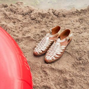 Sandales tressées MEDUSA champagne en cuir