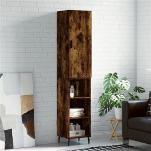 VidaXL Buffet Haut, Armoire de Rangement avec Pieds, Meuble de Rangement, Organisateur Salon Salle de Séjour, Moderne, Chêne Fumé Bois d'Ingénierie