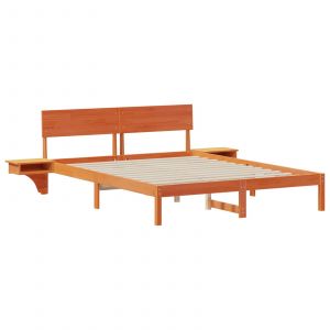 VidaXL Cadre De Lit Avec Tables De Chevet Marron Cire 160 X 200 Cm