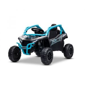 Voiture &eacute;lectrique enfant Kawasaki TERYX KRX 1000 12V bleue t&eacute;l&eacute;commande 24 GHz batterie lithium 2 moteurs de 25W MP3/USB/AUX