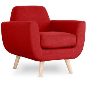 Image de LesTendances Fauteuil Scandinave Tissu Rouge TRELL