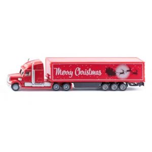 Siku 1788 Camion de No&euml;l Freightliner, 1:87, M&eacute;tal/Plastique, Rouge/Blanc, Camion Jouet pour Enfants, Imprim&eacute; Festif, Roues caoutchout&eacute;es
