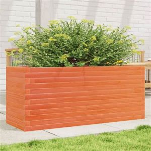 VidaXL Jardinière cire marron 110x40x46 cm bois de pin massif, jardinière d'extérieur, bac à fleurs, boîte à plantes, jardinière de terrasse