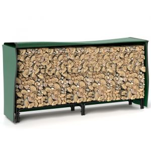 Outsunny Porte-bûches - range-bûches - dim. 200L x 36l x 99H cm - housse incluse verte - métal noir