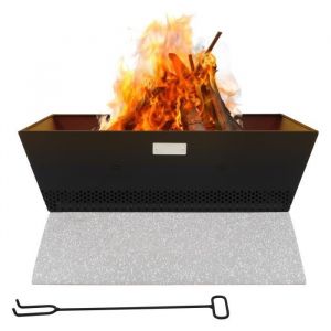 Ml-design - Brasero de Feu avec Socle en Céramique, 54x28,5x54 cm, Noir-Beige, Foyer Coque Carré en Acier, Bassin Bol Amovible, Panier à Feu avec