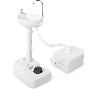 Evier de camping portable Coast - Réservoir d'eau 17 L - Porte-serviettes - Distributeur de savon - Blanc