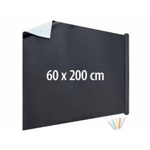 Infactory Film tableau noir adhésif 60 x 200 cm avec 5 craies colorées