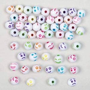 Baker Ross Perles color&eacute;es &agrave; visage rigolo que les enfants pourront utiliser pour la fabrication de bracelets colliers et bijoux (Lot de 300)