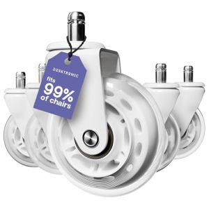 Roulettes chaise de bureau - Lot de 5 - Blanches - 11x22mm