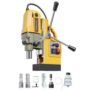 VEVOR Perceuse Magnétique 1200 W, Perceuse à Colonne Force 12500 N, Vitesse Variable, Max. Diamètre d'Alésage 40 mm, avec 2 Forets de Carottage, pour Installation Construction Chantier, Jaune