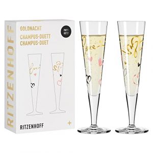 Ritzenhoff & Breker 6031004 Verre à champagne 200 ml - Série Goldnacht Duett F23-2 pièces design avec véritable or - Made in Germany