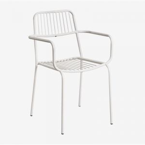 Pack de 2 chaises de salle à manger empilables avec accoudoirs Elton SKLUM Blanc Gardenia