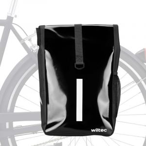 wiltec Sacoche étanche pour porte-bagages noire – capacité de 16 l – 47 x 24 x 13 cm – en pvc et polyester – pour vélos et vélos électriques – Sac de