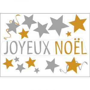 Image de Plage Sticker électrostatique pour vitre, citation joyeux noël à installer sur surface vitrée pour déco de noël originale, 21 cm x 29,7 cm - Jaune / doré