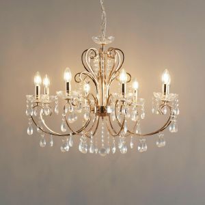 Kosilum Lustre cristal doré baroque 8 bras - Pavia - Doré / Laiton