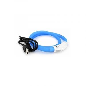 Duvo Anneau Lumineux Seecurity Flash Light Ring USB Silicone - 70 cm - Bleu - Pour chien