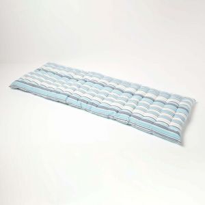 Homescapes - Coussin pour banc de jardin 3 places, Rayures bleues - Bleu