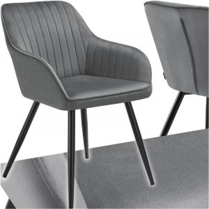 TecTake CHAISE - Chaise de salle à manger MARILYN en velours matelassée et capitonnée - Gris