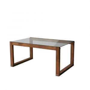 Pier Import - Table basse verre et bois brun - forme rectangle lhasa