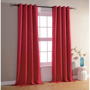 Paire de Doubles Rideaux à %u0153illets Oxford Rouge 140 x 260 cm