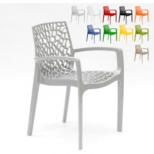 Grand Soleil Chaise en polypropylène accoudoirs jardin cafè GRUVYER ARM - couleur:Gris
