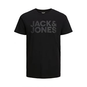 Jack & Jones Bestseller A/S Jjecorp Logo SS O-Cou Noos T-Shirt, Noir/Coupe : Slim/Large imprimé/Noir, M Homme