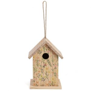 Image de Nature & D&eacute;couvertes Nichoir en bois artisanal pour m&eacute;sanges motif fleuri