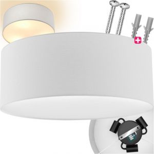 TecTake Plafonnier circum abat-jour en aspect lin - blanc
