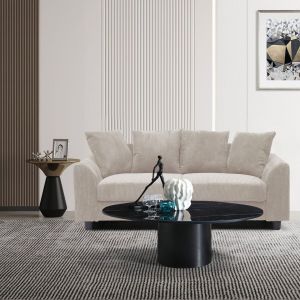 Canap&eacute; contemporain 3 places Mozart Velours c&ocirc;tel&eacute; Beige