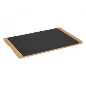 Secret de Gourmet Plateau Rio en bambou et ardoise 45 x 30 cm noir/naturel