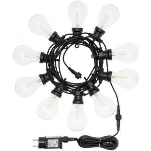 Lotti Guirlande lumineuse extérieure guinguette d'été Party Light - Raccordable - 10 ampoules - Ø 67 mm - Blanc chaud - 5,50 m