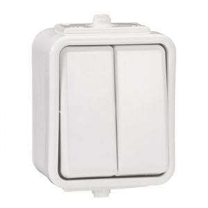 Schneider Electric Interrupteur double allumage étanche IP44 saillie blanc cedar