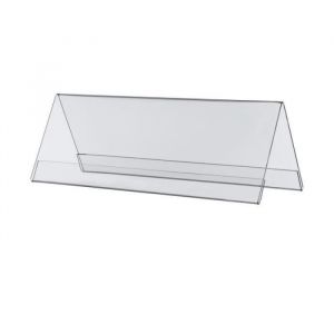 Chevalet porte-nom - Transparent - 10 unités - Double face - 20 x 5 cm - Plexiglass