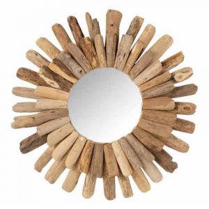 Miroir Mural Design "Bois Flottant" 55cm Naturel Prix