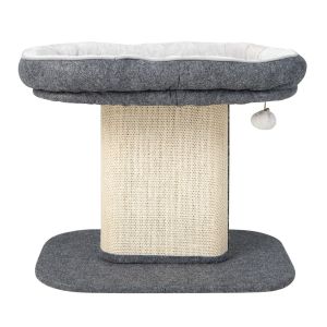 Arbre &agrave; griffes Coast Modern Meubles pour chats avec grand fauteuil en peluche et planche &agrave; griffes en sisal gris