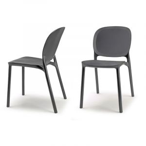 Gbshop - Chaise design, Chaise indoor / outdoor lot de 2 Hug Gris en Plastique, Scab design
