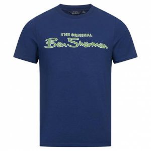 Ben Sherman Flocked Logo Hommes T-shirt 0076268-TWILIGHTDENIM