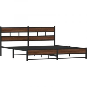 VidaXL Cadre de lit en m&eacute;tal sans matelas ch&ecirc;ne marron 180x200 cm