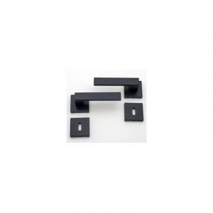 Quincadeco Poign&eacute;e de porte T&eacute;norio noir sur rosace carr&eacute; trou cl&eacute;