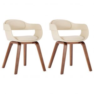 VidaXL Chaises De Salle ¿¿ Manger 2 Pcs Cr¿¿Me Similicuir Et Bois Courb¿¿