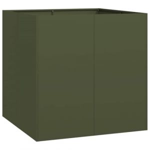 VidaXL Jardinière vert olive 80x80x80 cm acier