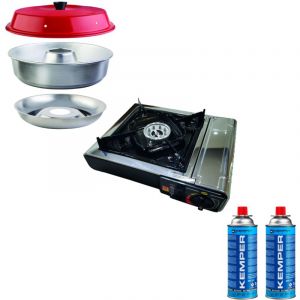 Pack OMNIA Four Nomade Compact Camping-Car Van Bateau + Réchaud à Gaz Portable 1 Feu + 2 Cartouches de Gaz Butane 227gr