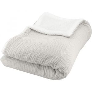 Coté Déco Plaid Polaire et Gaze de Coton 130x170 Couverture Chaude et Douce pour lit ou canapé. (Gris)