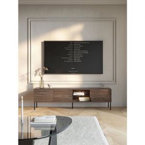 Selsey MODITY – Meuble TV 3 portes avec LED – couleur noyer – 175 cm