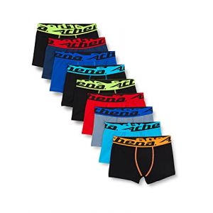 Athena Lot de 9 boxers garçon Ecopack Noir/Gris/Encre/Bleu/Rouge/Turquoise